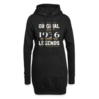88e anniversaire Original août 1936 Né en 1936 - Sweat-shirt à capuche long Femme - noir - Devant
