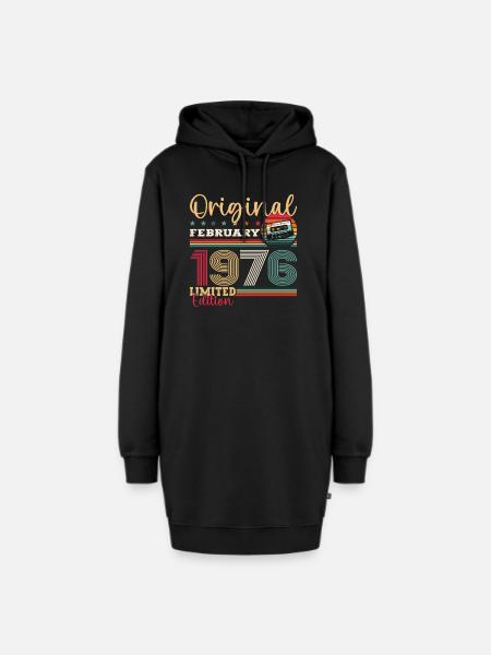 49. Geburtstag Geschenk Mann Original Februar 1976 - Hoodie-Kleid - Schwarz
