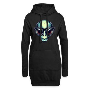Nerdy alien avec des lunettes - Sweat-shirt à capuche long Femme - noir - Devant