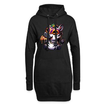 Mardi Gras Zebra Pizza Salami Party T-Shirt - Hoodie-Kleid - Schwarz - Vorne