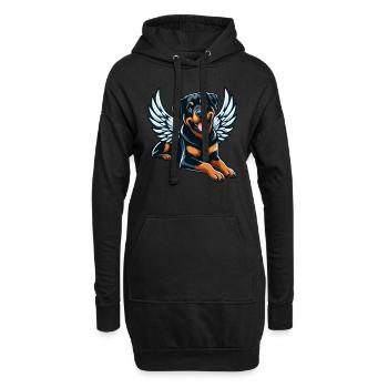 Süßer Rottweiler Engel Comic-Stil - Hoodie-Kleid - Schwarz - Vorne