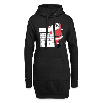 Weihnachtsmann Silhouette Minimalistischer Stil - Hoodie-Kleid - Schwarz - Vorne