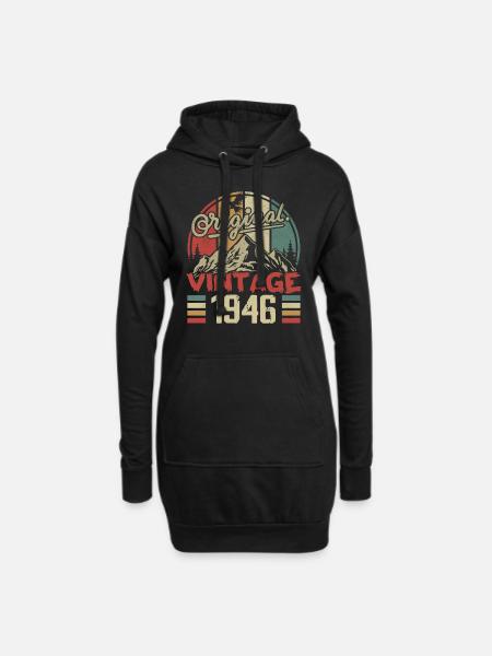 Jahrgang 1946 Retro Geburtstagsgeschenk Jahrgang 1946 - Hoodie-Kleid - Schwarz