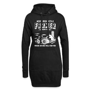 Tracteur agricole agricole - Sweat-shirt à capuche long Femme - noir - Devant