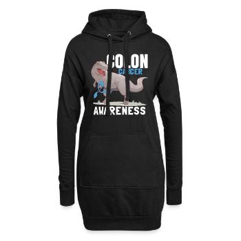 Darmkrebs Bewusstsein Kinder Dinosaurier - Hoodie-Kleid - Schwarz - Vorne