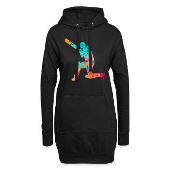 Cricket-Spieler in Popart - Hoodie-Kleid - Schwarz - Vorne
