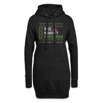 Noël Humour Drôle Gentil Coquine Plutôt Gentil - Sweat-shirt à capuche long Femme - noir - Devant