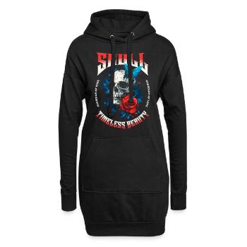 Totenkopf Totenschädel Schmetterling Rose Blume - Hoodie-Kleid - Schwarz - Vorne