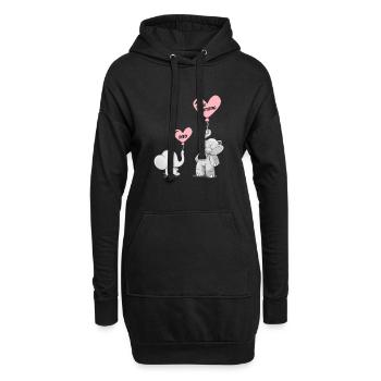 Süsse Elefanten mit Rosa Ballons Erster Muttertag - Hoodie-Kleid - Schwarz - Vorne
