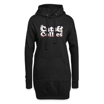 Cute Kawaii Cats And Collies Women's Cat and - Hoodie-Kleid - Schwarz - Vorne