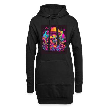 Synthwave Magic Mushrooms - Trippy Retro Art - Hoodie-Kleid - Schwarz - Vorne