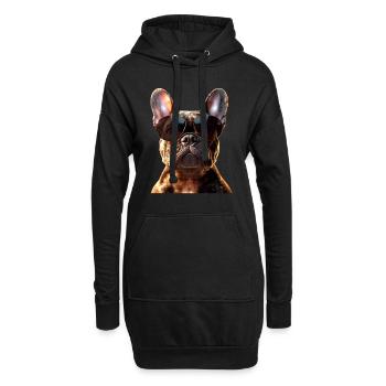 Bouledogue français motif chien bouledogues dogue allemand - Sweat-shirt à capuche long Femme - noir - Devant