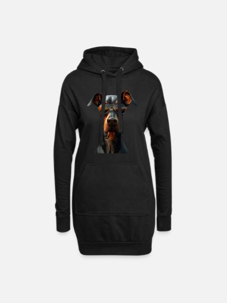 Dobermann Hunde Motiv Wachhund Stolze Dobermänner - Hoodie-Kleid - Schwarz