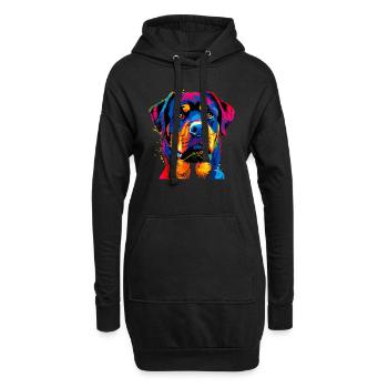 Rottweiler chien couleurs vives pop art fierté chiens - Sweat-shirt à capuche long Femme - noir - Devant