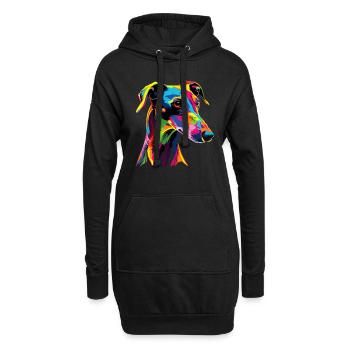 Lévrier Chiens Couleurs Colorées Pop Art Chien Lévrier - Sweat-shirt à capuche long Femme - noir - Devant