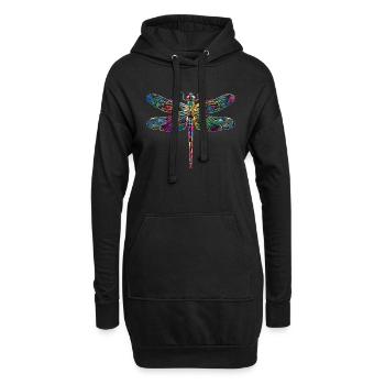 Libelle Dragonfly Bunte Flügel Süße Libellen - Hoodie-Kleid - Schwarz - Vorne