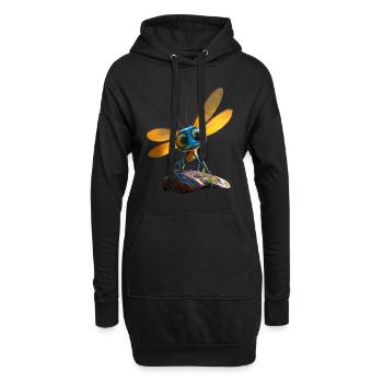Libelle Dragonfly Bunte Flügel Süße Libellen - Hoodie-Kleid - Schwarz - Vorne