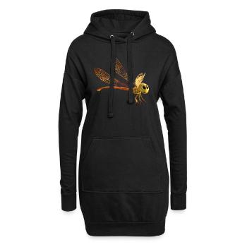 Libelle Dragonfly Bunte Flügel Süße Libellen - Hoodie-Kleid - Schwarz - Vorne