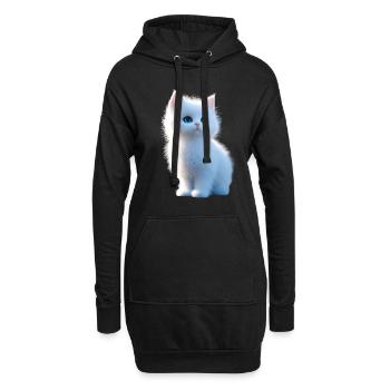 Chat Angora Blanc Chat Angora Chats Angora Mignons - Sweat-shirt à capuche long Femme - noir - Devant