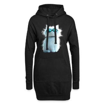 Chat Angora Blanc Chat Angora Chats Angora Mignons - Sweat-shirt à capuche long Femme - noir - Devant