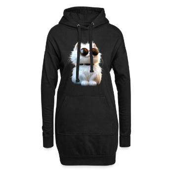 Chat Angora Blanc Chat Angora Chats Angora Mignons - Sweat-shirt à capuche long Femme - noir - Devant
