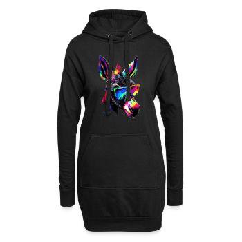 Esel in Bunt Popart Farben Hausesel Donkey Reiten - Hoodie-Kleid - Schwarz - Vorne