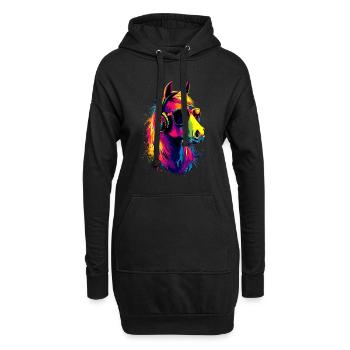 Pony Reitpony Fohlen Reiterin Ponys Reiten Ponyhof - Hoodie-Kleid - Schwarz - Vorne