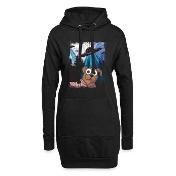 Hunde Selfie Ufo Design Für Hundefreunde - Hoodie-Kleid - Schwarz - Vorne
