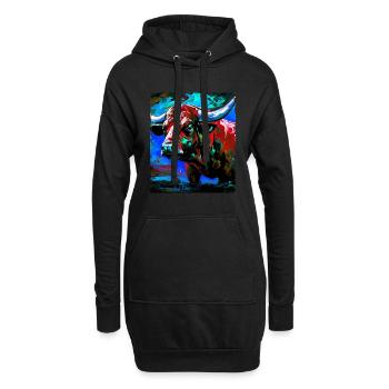 Bulle Porträt Taurus - Hoodie-Kleid - Schwarz - Vorne