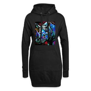 Nashorn Porträt - Hoodie-Kleid - Schwarz - Vorne