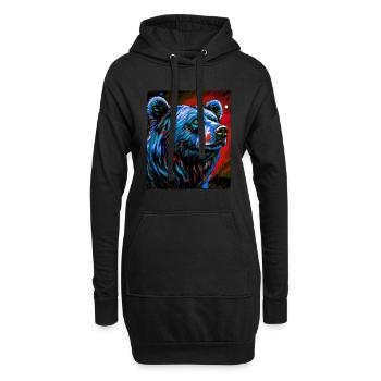 Bär Porträt - Hoodie-Kleid - Schwarz - Vorne