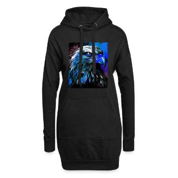 Adler Porträt - Hoodie-Kleid - Schwarz - Vorne