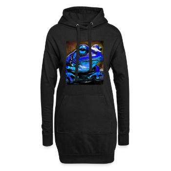Frosch Porträt - Hoodie-Kleid - Schwarz - Vorne