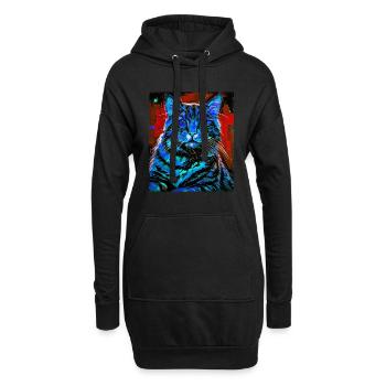 Tête de portrait de chat - Sweat-shirt à capuche long Femme - noir - Devant