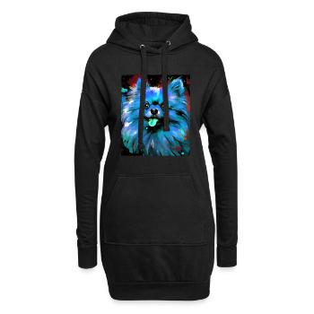 Portrait de chien de Poméranie - Sweat-shirt à capuche long Femme - noir - Devant