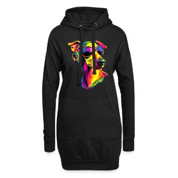 Windhund Hundeliebhaber Jagdhund Liebe Greyhound - Hoodie-Kleid - Schwarz - Vorne
