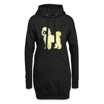 Silhouette de chien caniche - Sweat-shirt à capuche long Femme - noir - Devant