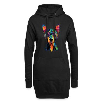Dobermann Hunde Motiv Wachhund Stolze Dobermänner - Hoodie-Kleid - Schwarz - Vorne