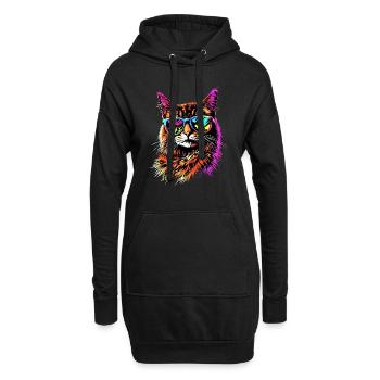 Savannah Katze Cat Mama Süße Serval Leopard Katzen - Hoodie-Kleid - Schwarz - Vorne