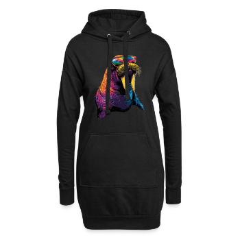 Walross Stoßzähne Robbe Wilde Pazifische Walrosse - Hoodie-Kleid - Schwarz - Vorne