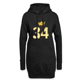 34 Zahl Krone - Hoodie-Kleid - Schwarz - Vorne