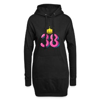 38 Nombre Couronne - Sweat-shirt à capuche long Femme - noir - Devant