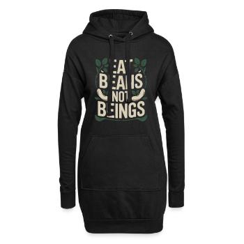 Manger des haricots Pas des êtres Animaux Haricots Végétarien Végétalien - Sweat-shirt à capuche long Femme - noir - Devant