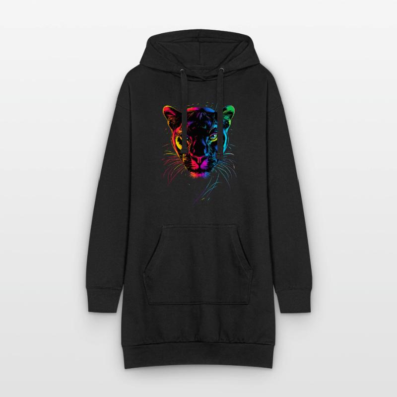 Panthère Léopard Grand Chat Mignon Gros Chat Panter Sweat-shirt à capuche long Femme