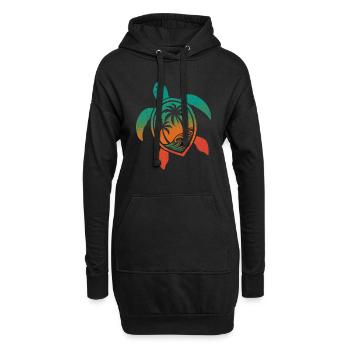 Schildkröten Motiv Wellen Festival Turtle Surfer - Hoodie-Kleid - Schwarz - Vorne