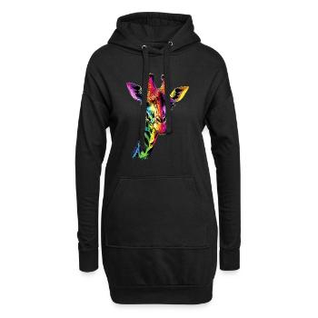 Girafe Afrique Amour Safari Nature sauvage Girafes mignonnes - Sweat-shirt à capuche long Femme - noir - Devant