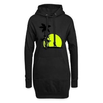 Paradies, Palmen, Sonnenuntergang - Hoodie-Kleid - Schwarz - Vorne