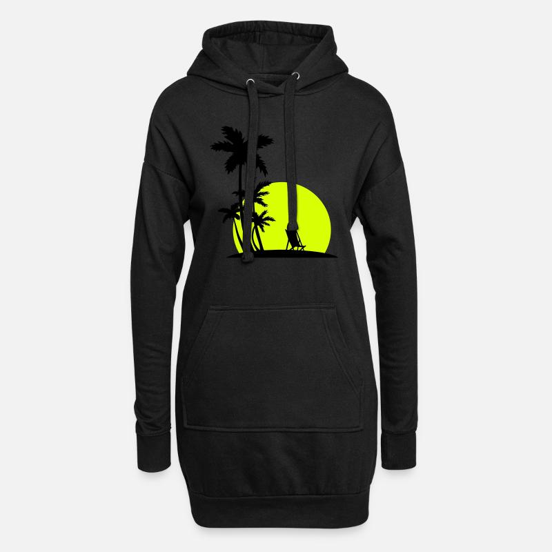 Paradise - Palm trees and sunset - Sweat-shirt à capuche long Femme - noir