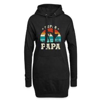 Super Papa Cadeau Super-Héros Fête des Pères - Sweat-shirt à capuche long Femme - noir - Devant