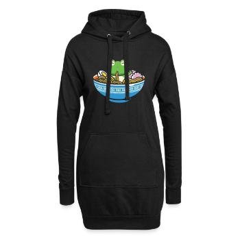 Ramen Frog Japon Kawaii - Sweat-shirt à capuche long Femme - noir - Devant